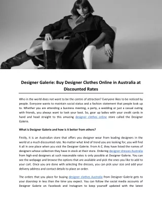Designer Galerie- Buy Designer Clothes Online in Australia at Discounted Rates