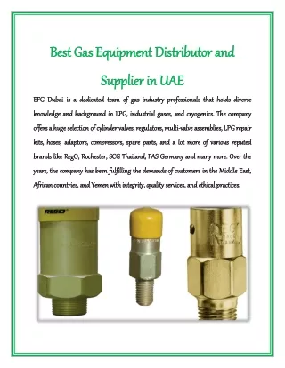 Best Gas Equipment Distributor and Supplier in UAE