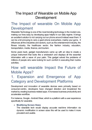 the impact of wearable on mobile app development