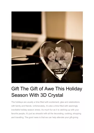 Gift The Gift of Awe This Holiday Season With 3D Crystal