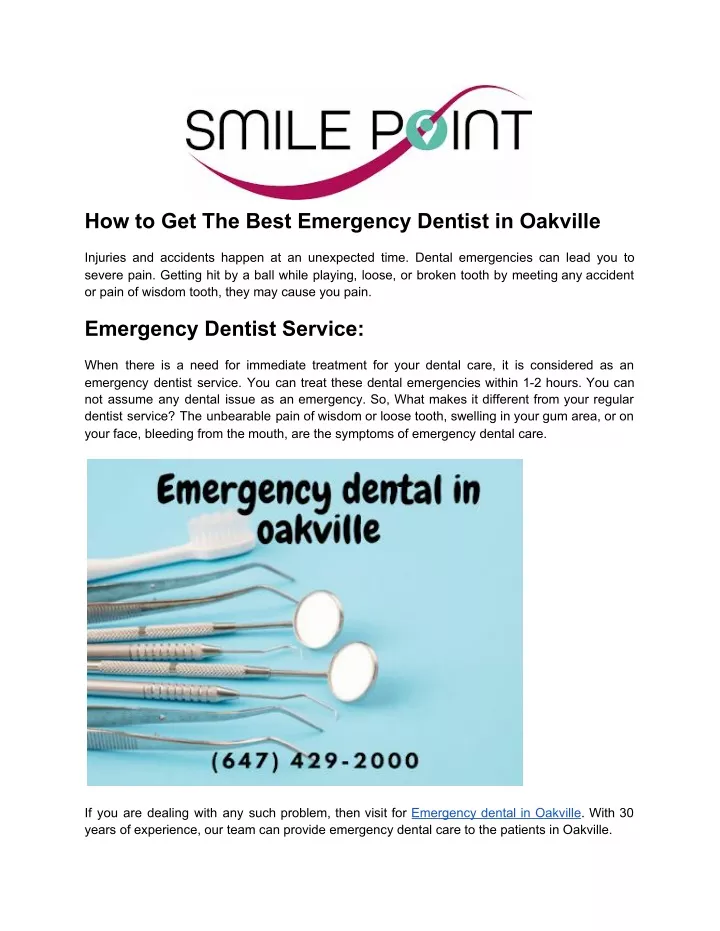 how to get the best emergency dentist in oakville