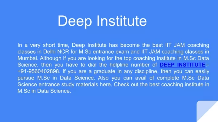 deep institute
