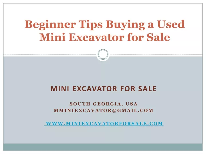 beginner tips buying a used mini excavator for sale