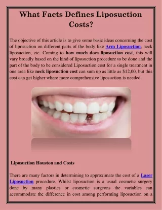 what facts defines liposuction costs