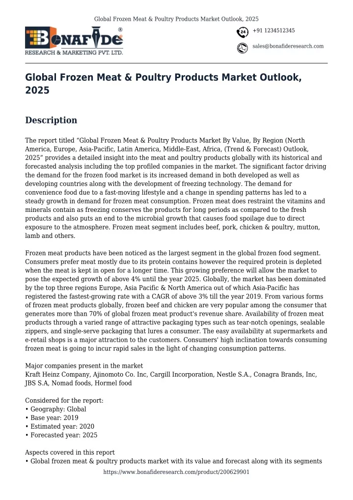 global frozen meat poultry products market