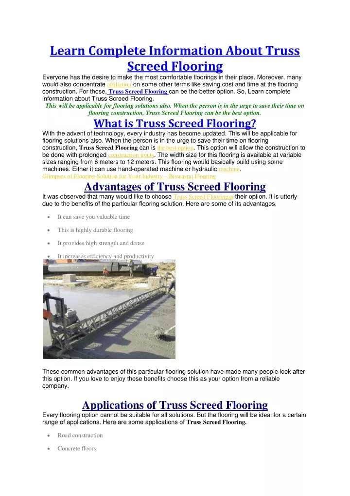 learn complete information about truss screed