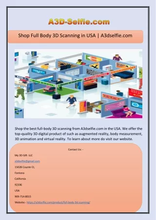 Shop Full Body 3D Scanning in USA | A3dselfie.com