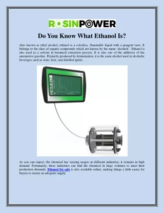 do you know what ethanol is