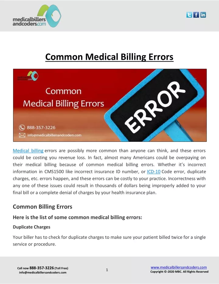 common medical billing errors