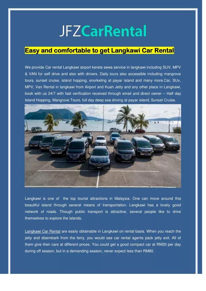 easy and comfortable to get langkawi car rental