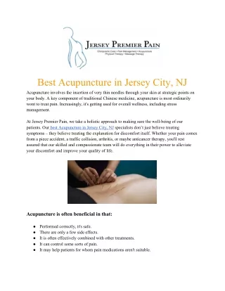 Best Acupuncture in Jersey City, NJ