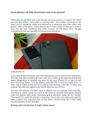 used phones uk fully functional and even unused