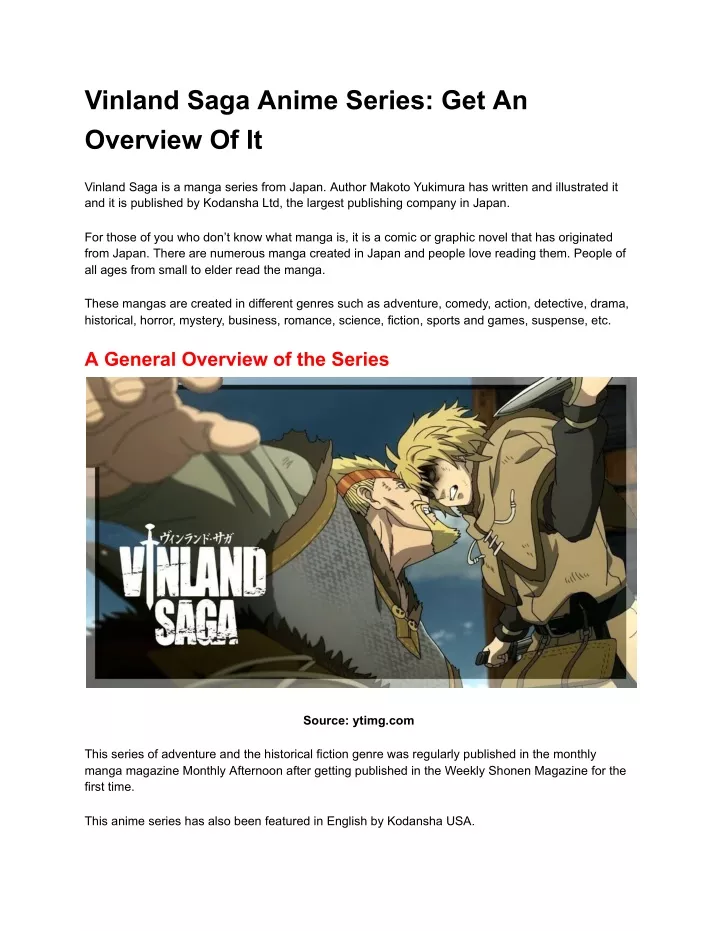 vinland saga anime series get an overview of it