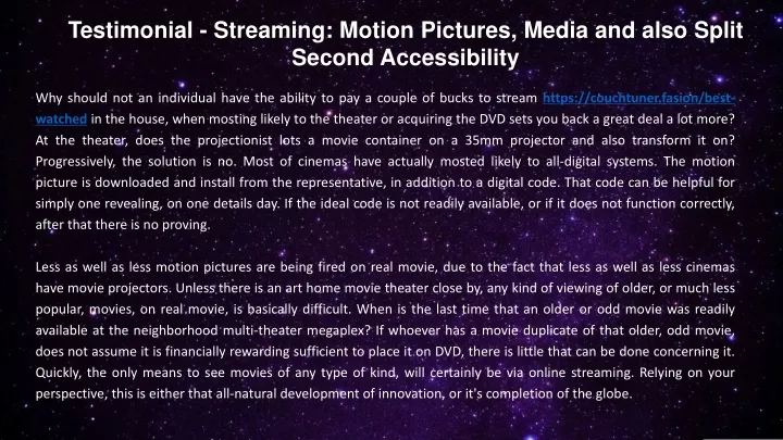 testimonial streaming motion pictures media