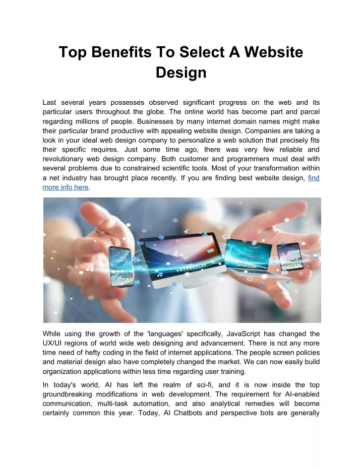 top benefits to select a website design