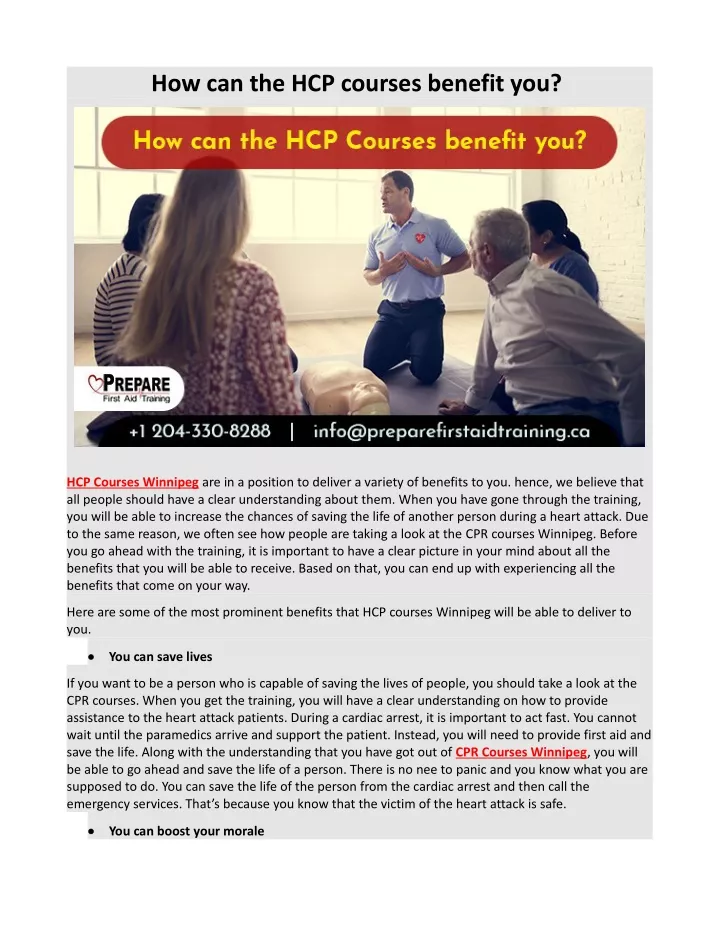how can the hcp courses benefit you