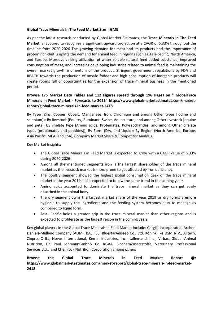 global trace minerals in the feed market size gme