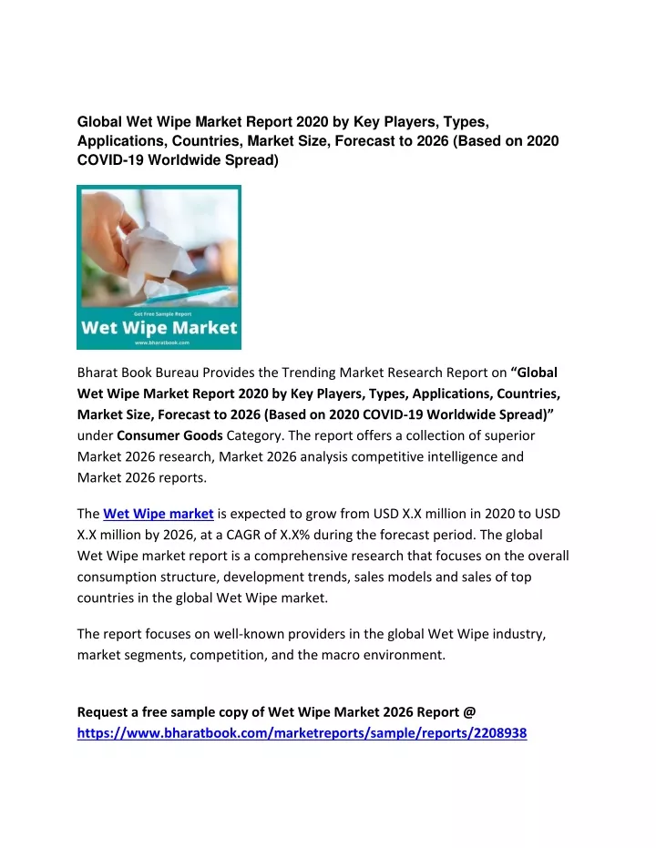 global wet wipe market report 2020 by key players