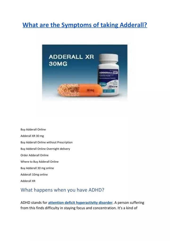 what are the symptoms of taking adderall