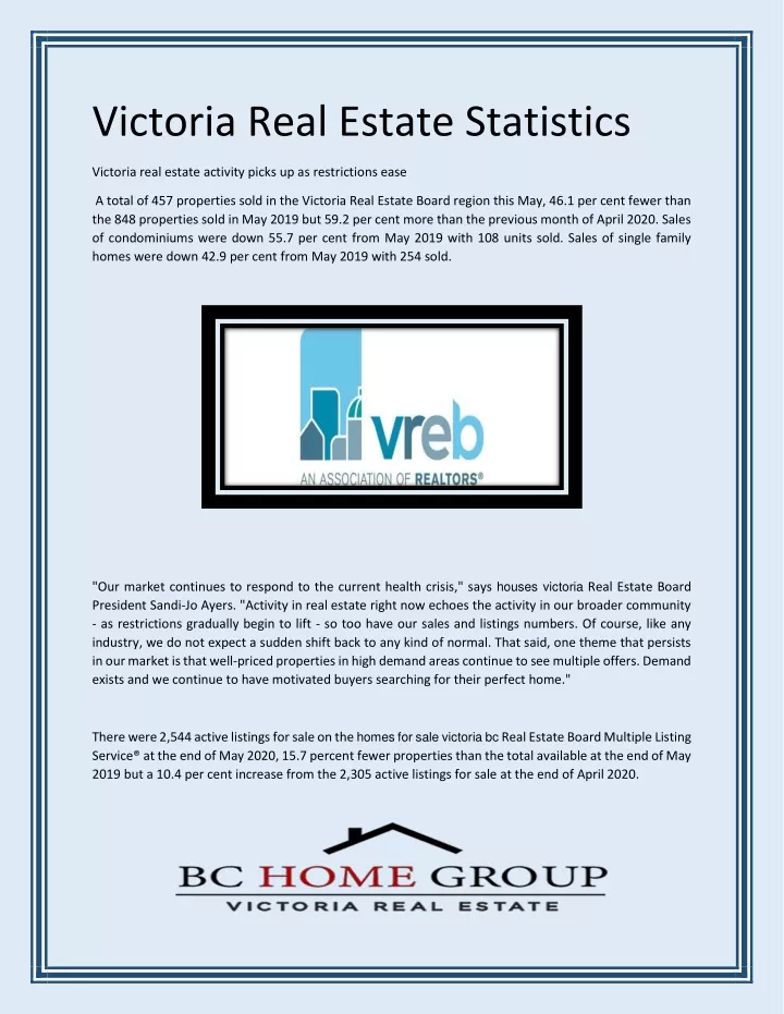 victoria real estate statistics