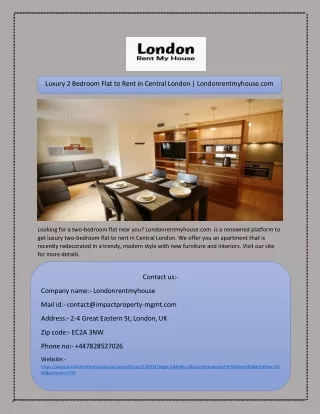 Luxury 2 Bedroom Flat to Rent in Central London | Londonrentmyhouse.com