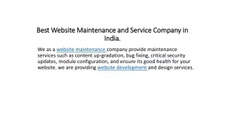 best website maintenance and service company in india