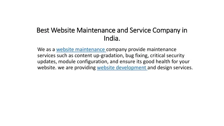 best website maintenance and service company in india