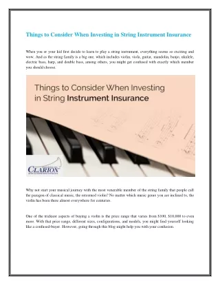 things to consider when investing in string