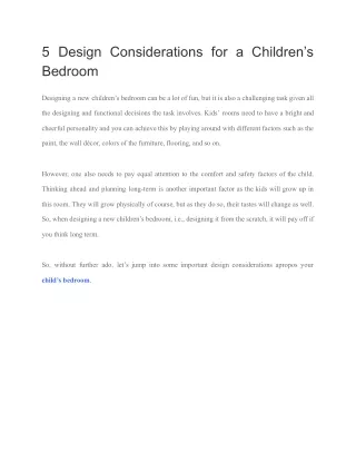 5 design considerations for a children s bedroom