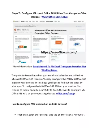 steps to configure microsoft office