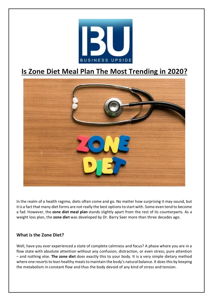 is zone diet meal plan the most trending in 2020