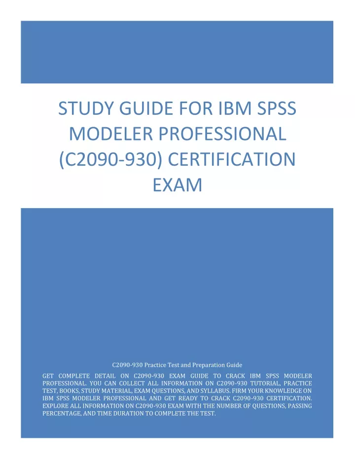 study guide for ibm spss modeler professional