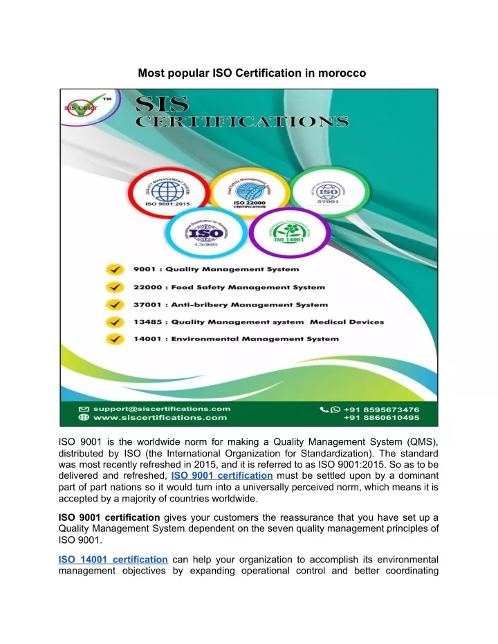 most popular iso certification in morocco