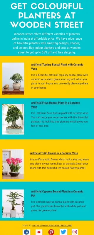 get colourful planters at wooden street