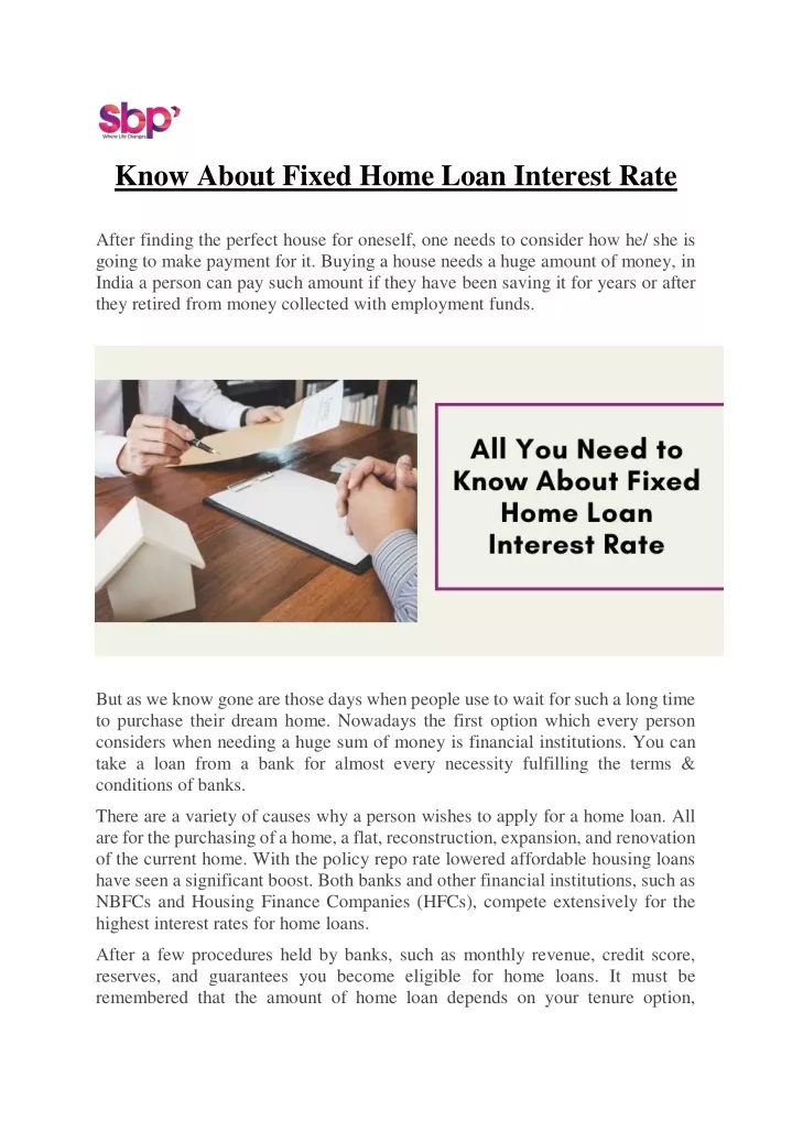 know about fixed home loan interest rate