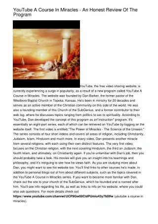 youtube a course in miracles an honest review