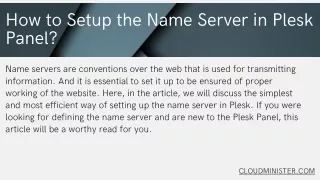 How to Setup the Name Server in Plesk Panel?