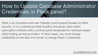 How to Update Database Administrator Credentials in Plesk panel?