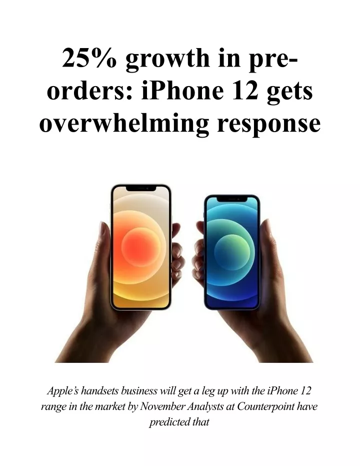 25 growth in pre orders iphone 12 gets