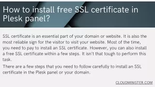 How to install free SSL certificate in Plesk panel?