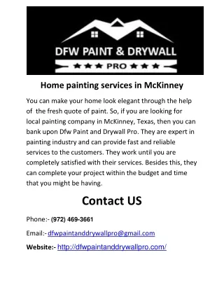 Home Painting Services in Mckinney - DfwPaintAndDrywallPro