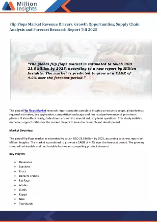 flip flops market revenue drivers growth