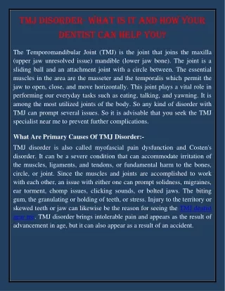 TMJ Disorder- What Is It And How Your Dentist Can Help You?