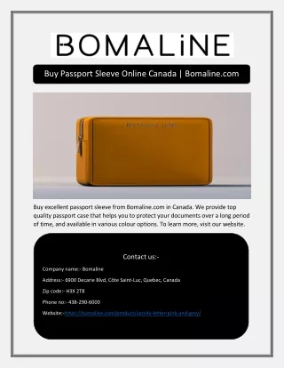 Buy Passport Sleeve Online Canada | Bomaline.com