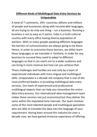 different kinds of multilingual data entry