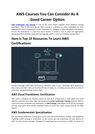 aws courses you can consider as a good career