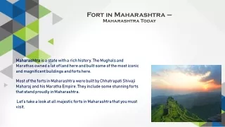 Maharashtra's Historic Forts - Maharashstra Today