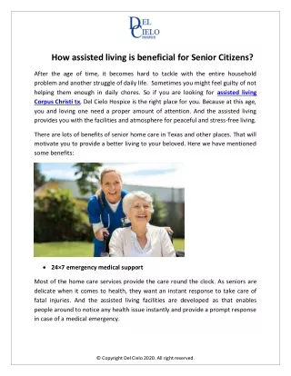 How assisted living is beneficial for Senior Citizens?