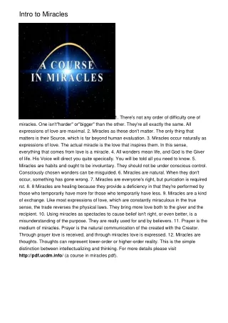 intro to miracles