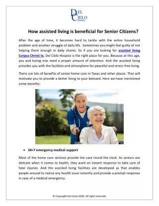 How assisted living is beneficial for Senior Citizens?